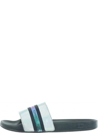 Granatowe Klapki TOMMY HILFIGER Pool Slide Shiny Iridescent FW0FW04086