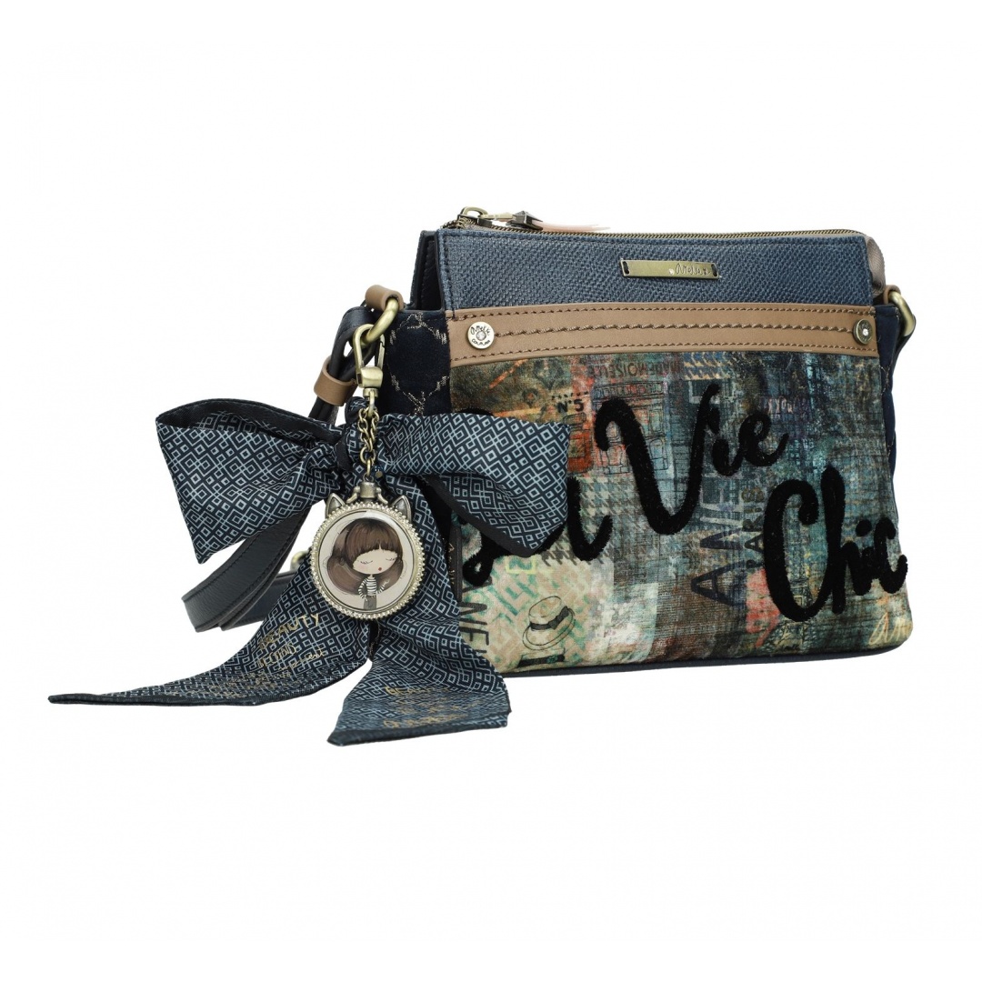 Listonoszka ANEKKE Couture Blue Textile Shoulder Bag 29882-60