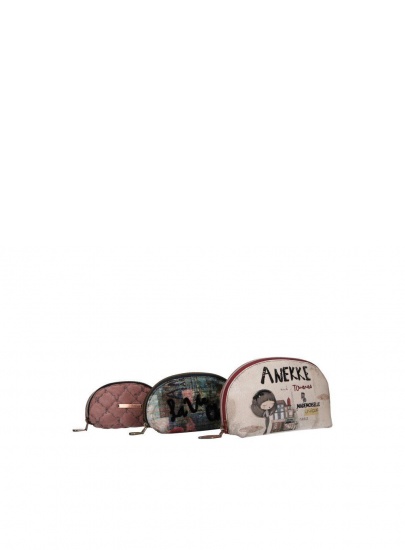 Zestaw Kosmetyczek ANEKKE Couture Beig Textile Toiletry Bags-3 Sizes