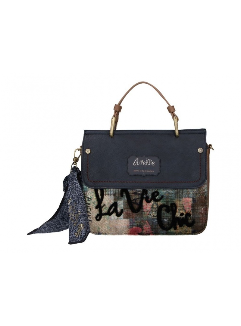 Torebka ANEKKE Couture Blue Synthetic Flap Bag 29883-30 Torebka ANEKKE Couture Blue Synthetic Flap Bag 29883-30