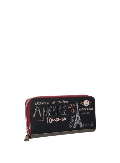 ANEKKE Black Synthetic Zip Wallet 29889-08 | EN