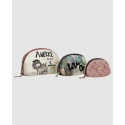 Zestaw Kosmetyczek ANEKKE Couture Beig Textile Toiletry Bags-3 Sizes