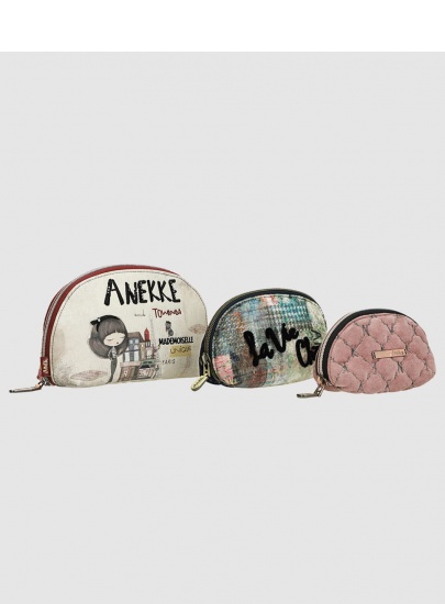 Zestaw Kosmetyczek ANEKKE Couture Beig Textile Toiletry Bags-3 Sizes