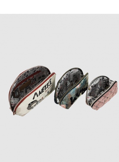 Zestaw Kosmetyczek ANEKKE Couture Beig Textile Toiletry Bags-3 Sizes