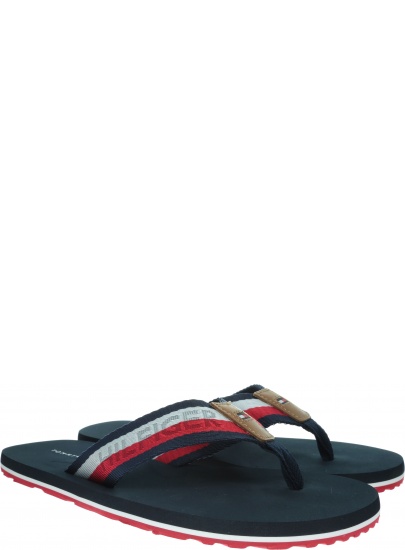Granatowe Japonki TOMMY HILFIGER Corporate Webbing Beach Sandal FM0FM02266