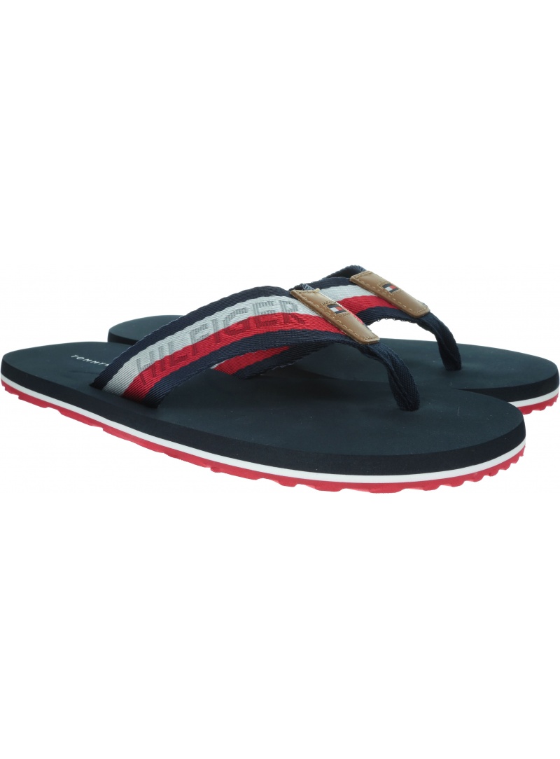 Granatowe Japonki TOMMY HILFIGER Corporate Webbing Beach Sandal FM0FM02266