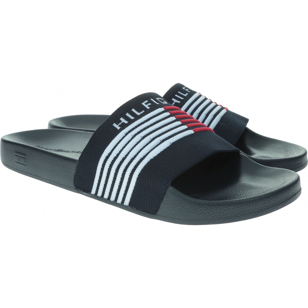 Granatowe Klapki TOMMY HILFIGER Corporate Knit Poolside FM0FM02346 403