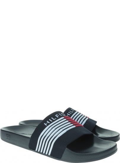 Granatowe Klapki TOMMY HILFIGER Corporate Knit Poolside FM0FM02346 403