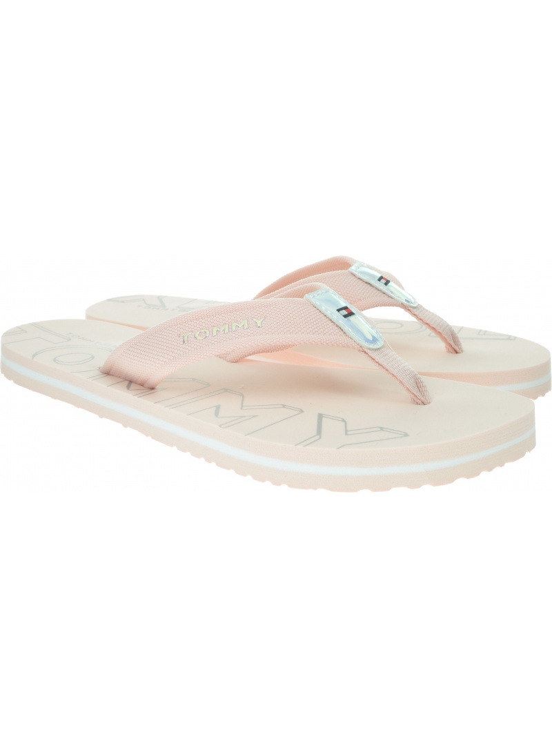 Różowe Japonki TOMMY HILFIGER Iridescent Detail Beach Sandal FW0FW04236 658