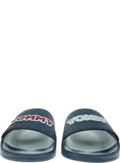 Granatowe Klapki TOMMY HILFIGER Glitter Detail Pool Slide FW0FW04238 403