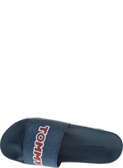 Granatowe Klapki TOMMY HILFIGER Glitter Detail Pool Slide FW0FW04238 403