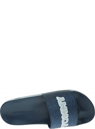 Granatowe Klapki TOMMY HILFIGER Glitter Detail Pool Slide FW0FW04238 403