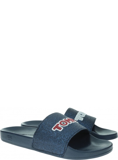 Granatowe Klapki TOMMY HILFIGER Glitter Detail Pool Slide FW0FW04238 403