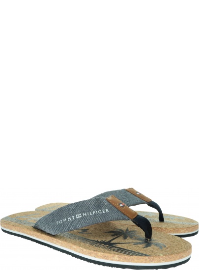 Granatowe Japonki TOMMY HILFIGER Chambray Beach Sandal FM0FM02268 403