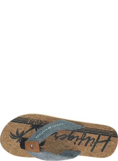 Granatowe Japonki TOMMY HILFIGER Chambray Beach Sandal FM0FM02268 403