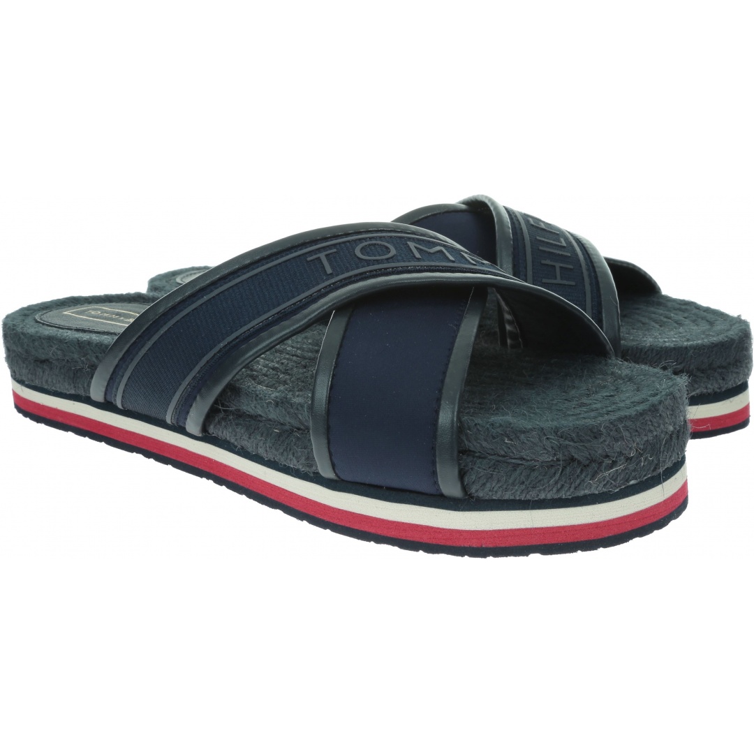 Granatowe Espadryle TOMMY HILFIGER Colorful Tommy Flat Sandal FW0FW04159