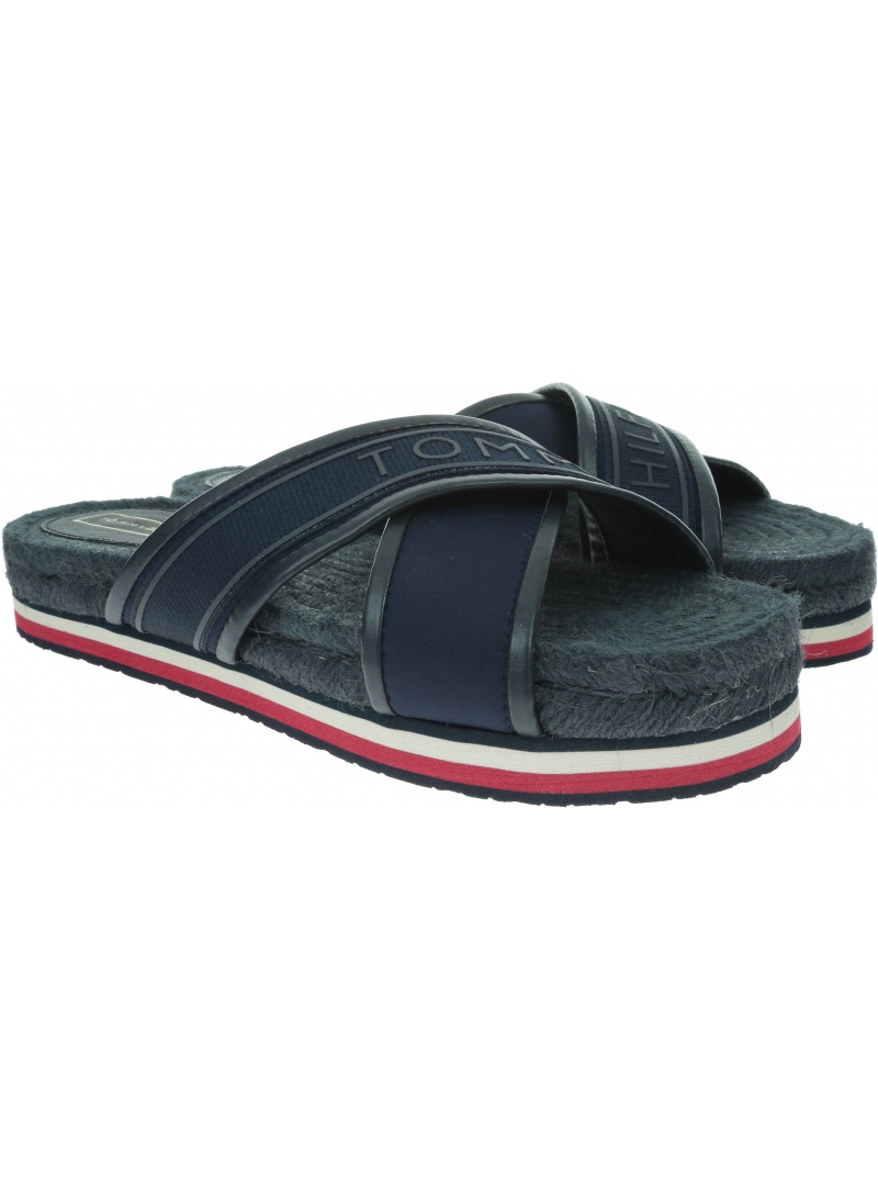 Granatowe Espadryle TOMMY HILFIGER Colorful Tommy Flat Sandal FW0FW04159
