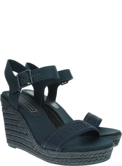 Granatowe Espadryle TOMMY HILFIGER Colorful Tommy Wedge Sandal FW0FW04160