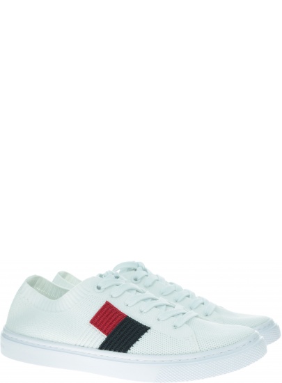Białe Tenisówki TOMMY HILFIGER Knitted Flag Lightweight Sneaker FW0FW04150