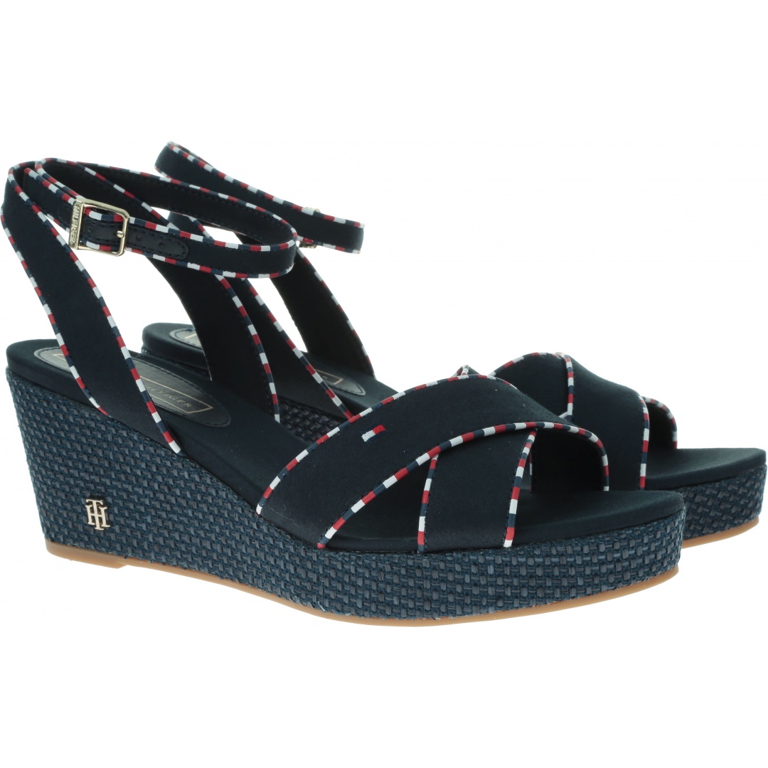 Granatowe Espadryle TOMMY HILFIGER Corporate Detail Mid Wedge FW0FW04175