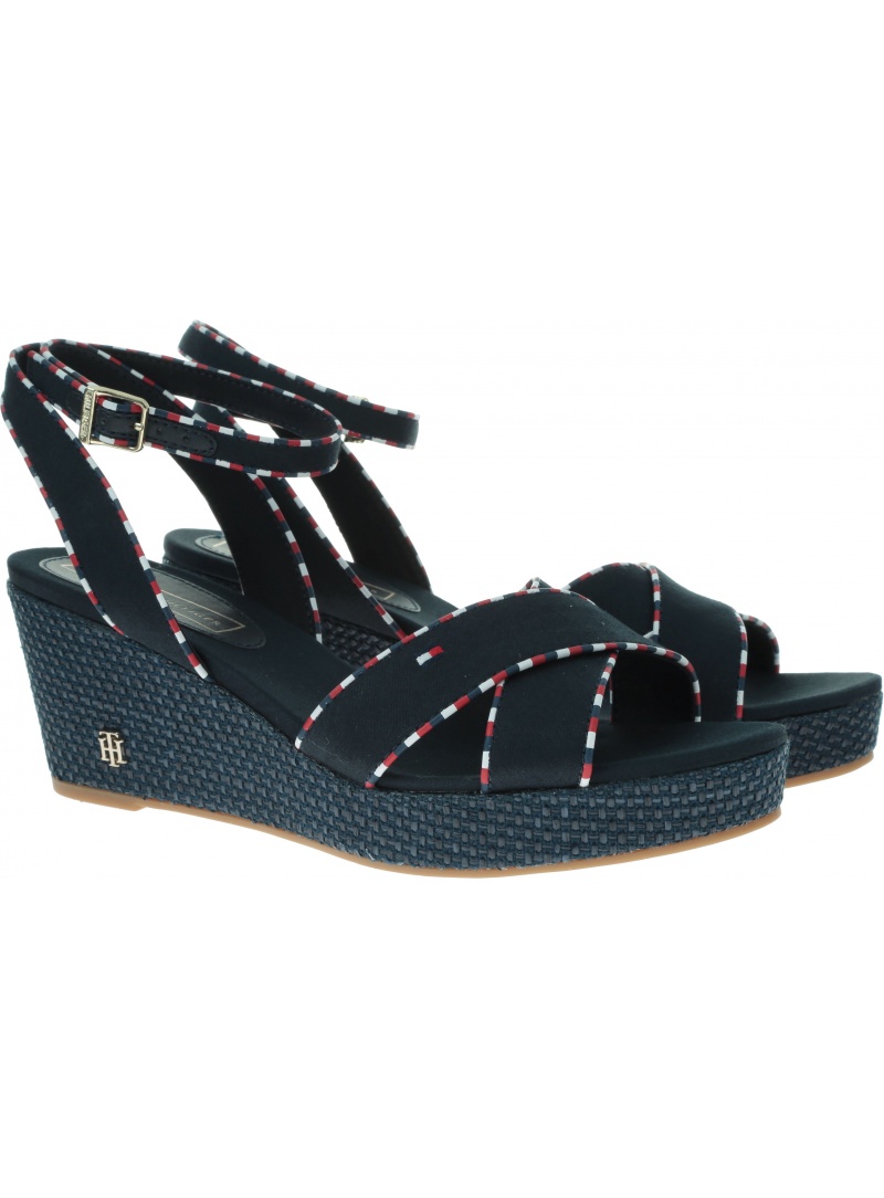 Granatowe Espadryle TOMMY HILFIGER Corporate Detail Mid Wedge FW0FW04175