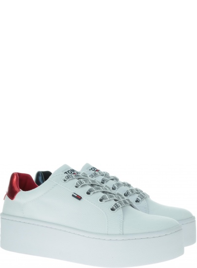 Białe Sneakersy TOMMY HILFIGER Icon Textile Flatform Sneaker EN0EN00535 100