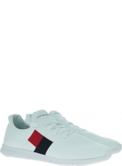 Białe Sneakersy TOMMY HILFIGER Knitted Flag Light Sneaker FW0FW04144 100