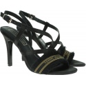 Czarne Sandały TOMMY HILFIGER Feminine Satin Heeled Sandal FW0FW04161 990