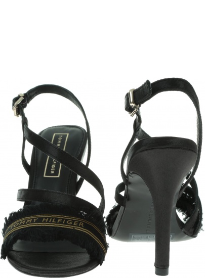 Czarne Sandały TOMMY HILFIGER Feminine Satin Heeled Sandal FW0FW04161 990