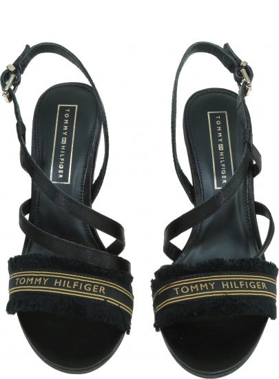 Czarne Sandały TOMMY HILFIGER Feminine Satin Heeled Sandal FW0FW04161 990