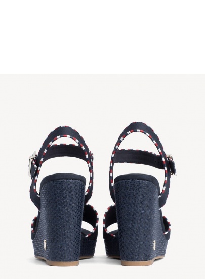 Granatowe Espadryle TOMMY HILFIGER Corporate Detail High Wedge FW0FW04174