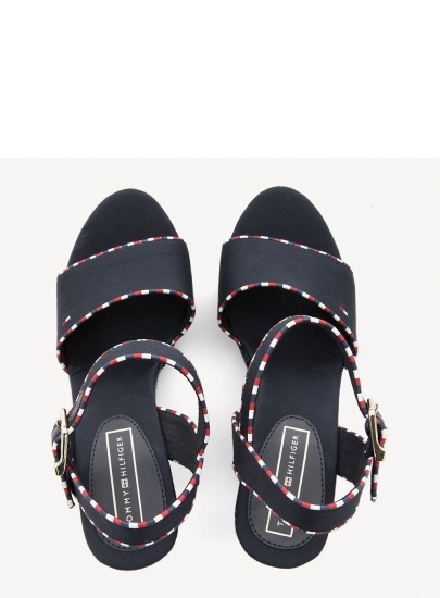 Granatowe Espadryle TOMMY HILFIGER Corporate Detail High Wedge FW0FW04174
