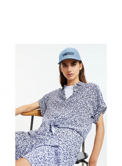 Błękitna Czapka z Daszkiem TOMMY HILFIGER Tommy Patch Cap AW0AW06796 423