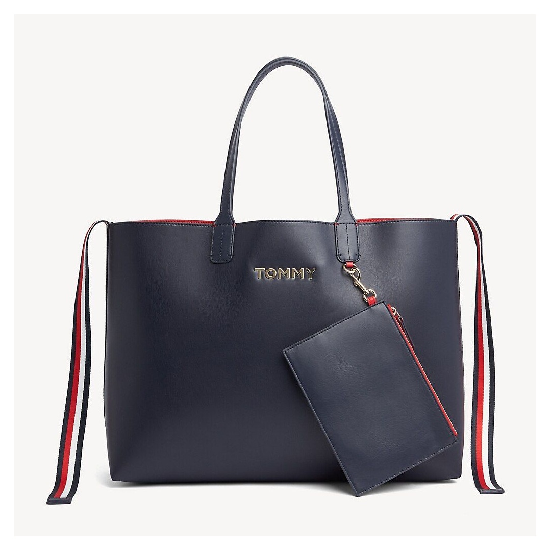 Granatowa Shopperka TOMMY HILFIGER Iconic Tommy Tote AW0AW06833 413