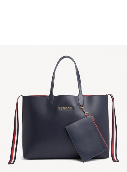 Granatowa Shopperka TOMMY HILFIGER Iconic Tommy Tote AW0AW06833 413