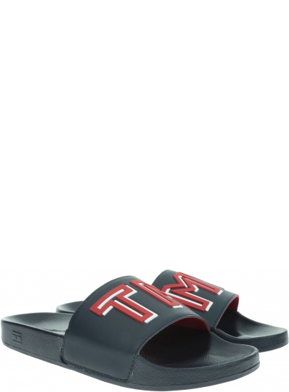 Granatowe Klapki TOMMY HILFIGER Colorful Tommy Pool FW0FW04239 403