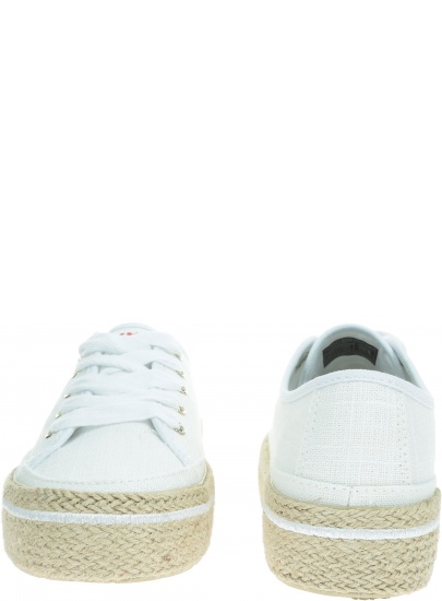 Białe Sneakersy TOMMY HILFIGER Jute Detail Flatform FW0FW04262 100