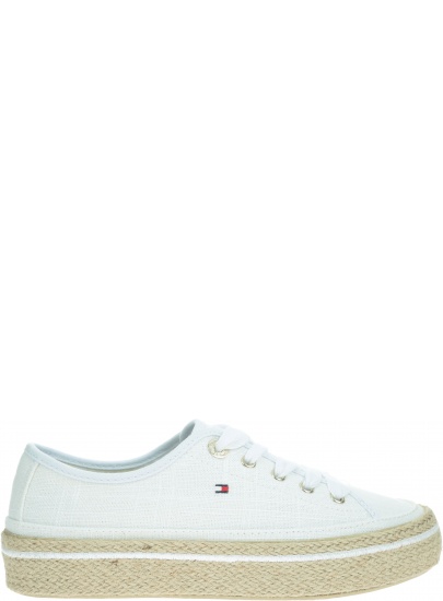 Białe Sneakersy TOMMY HILFIGER Jute Detail Flatform FW0FW04262 100