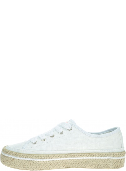 Białe Sneakersy TOMMY HILFIGER Jute Detail Flatform FW0FW04262 100