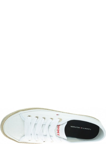 Białe Sneakersy TOMMY HILFIGER Jute Detail Flatform FW0FW04262 100