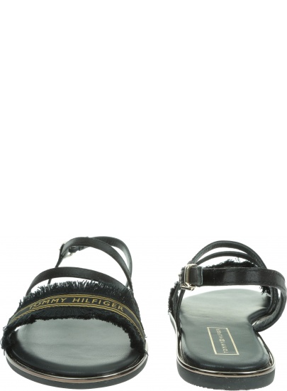 Czarne Sandały TOMMY HILFIGER Feminine Satin Flat FW0FW04162 990