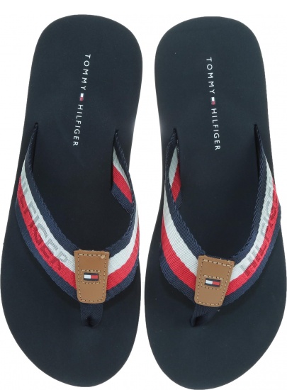 Granatowe Japonki TOMMY HILFIGER Corporate Webbing Beach Sandal FM0FM02266