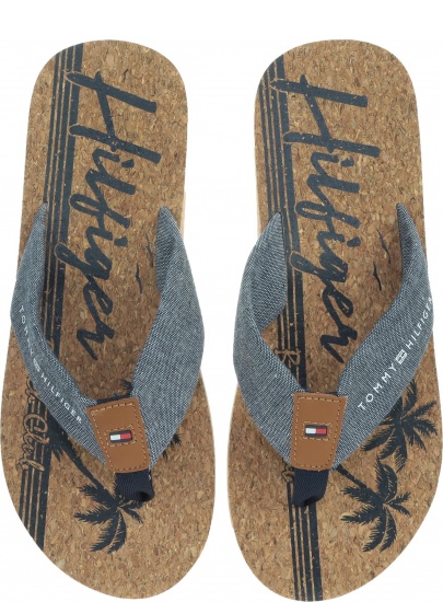 Granatowe Japonki TOMMY HILFIGER Chambray Beach Sandal FM0FM02268 403