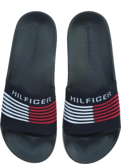 Granatowe Klapki TOMMY HILFIGER Corporate Knit Poolside FM0FM02346 403