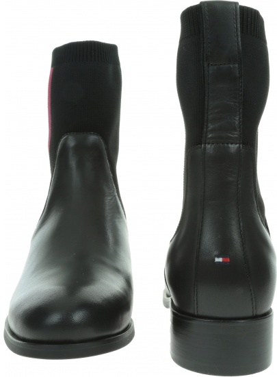Czarne Sztyblety TOMMY HILFIGER Knitted Flat Boot FW0FW04156 990