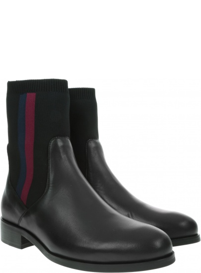 Czarne Sztyblety TOMMY HILFIGER Knitted Flat Boot FW0FW04156 990