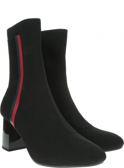Czarne Botki TOMMY HILFIGER Knitted Heeled Boot FW0FW04157 990