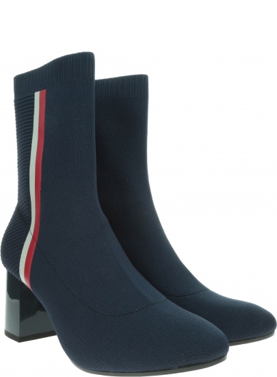 Granatowe Botki TOMMY HILFIGER Knitted Heeled Boot FW0FW04157 403