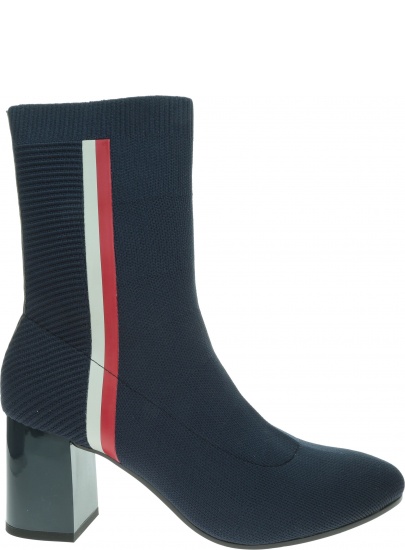 Granatowe Botki TOMMY HILFIGER Knitted Heeled Boot FW0FW04157 403
