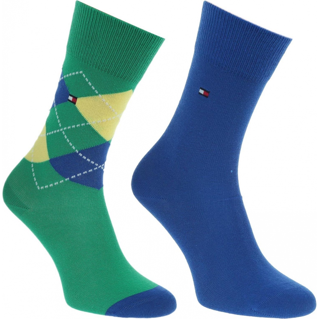 Zielone Kolorowe Skarpetki TOMMY HILFIGER Kids 334013001 (2-PAK)